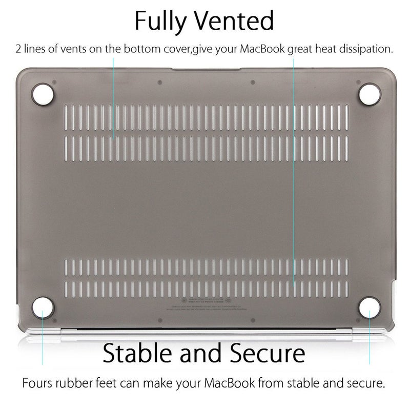 UESWILL Smooth Soft Touch Matte Hard Shell Case Cover Compatible with MacBook 12 inch with Retina Display (Model: A1534) + Microfibre Cleaning Cloth, Gray - Image 4